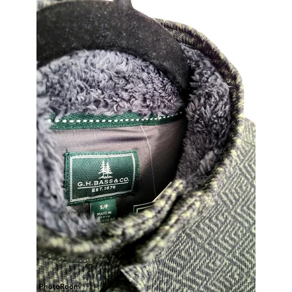 G.H Bass &Co Madawaska Fleece Forest Knight Chevron Green 1/4 Pullover Men Sz S - Picture 8 of 11